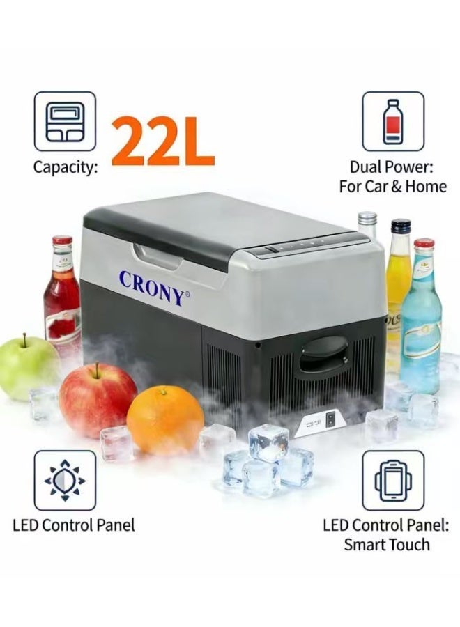 CRONY Car Refrigerator 22L/C22 Portable Refrigerator, Small Car Refrigerator, Freezer, Outdoor Refrigerator, 12V Compressor Refrigerator. Deep cooling to -20°C, suitable for food preservation/outdoor/home/travel/camping use. - Image 2